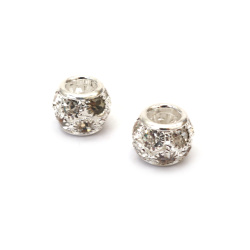 Stoc epuizat. Primeste notificare pe email cand produsul revine in stoc Talon metalic cu bile de cristal 9.5x11.5 mm orificiu 5 mm culoare argint