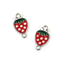 Свързващ елемент метал ягода 20x11.5x1.5 мм дупка 2 мм цвят сребро -5 броя