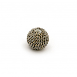 Bead metal cladding ball 10 mm hole 2 mm gray with gold thread