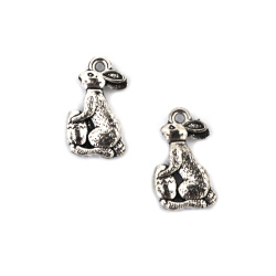 Metal Pendant, Rabbit, 18x10x3 mm with 1 mm Hole, Silver Color, 10 Pieces