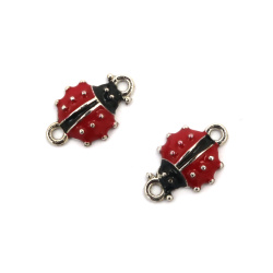 Connecting element metal, ladybug, 16x10 mm, hole 1.5 mm -5 pieces