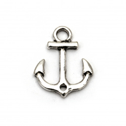 Connecting element metal anchor 19x15x2 mm hole 1.5 and 2.5 mm NF color silver -5 pieces