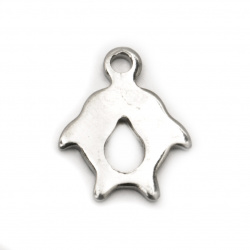 Pendant steel dolphins 12.5x10x1 mm hole 1 mm color silver - 10 pieces
