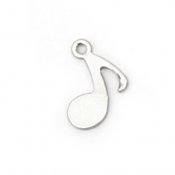Pendant steel note 12x7.5x0.8 mm hole 1 mm color silver -5 pieces