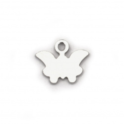 Pendant steel butterfly 8x9x1 mm hole 1 mm color silver -10 pieces