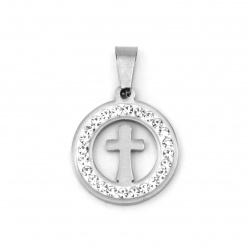 Pendant stainless steel extra quality cross 27x18x2 mm color silver