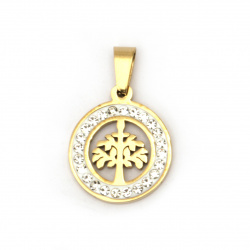 Pandantiv din oțel inoxidabil calitate EXTRA forma Tree of Life 27x18x2 mm culoare aurie