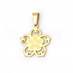 Stainless steel pendant 304 flower 26.5x24.5x2 mm hole 9x5 mm color gold