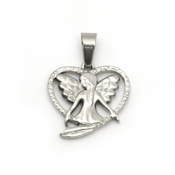 Stainless steel pendant 304 heart and girl 20x20x2.5 mm hole 8x4 mm