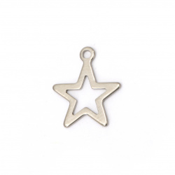 Pendant steel star 14.5x12.5x0.8 mm hole 1.2 mm color silver -10 pieces
