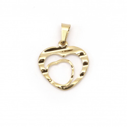 Pendant steel heart 17x16x1.5 mm hole 5x3 mm gold color
