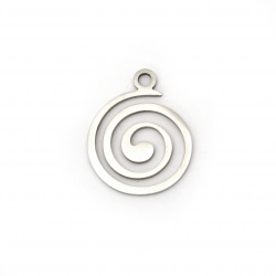 Pandantiv spirala din oțel 17,5x14x1 mm orificiu 1,5 mm culoare argintiu -2 bucăți