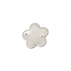 Steel clover connecting element 15.5x11.2x1 mm hole 1 mm color silver  - 5 pieces