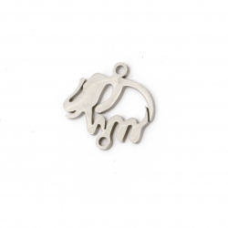 Steel openwork elephant connecting element 16x14x1 mm hole 1 mm color silver - 2 pieces