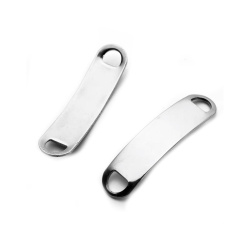 Steel Connector, 46x10x1 mm, Hole 6x7 mm, Color Silver - 2 Pieces