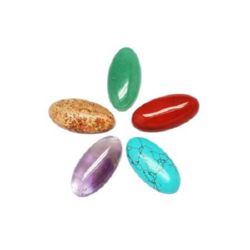 Semi-precious stones cabochon type 30 x 15 x 6 mm
