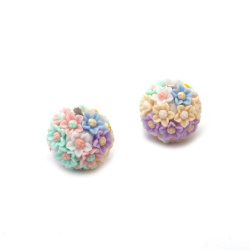 Χάντρα πολυρεζίνης Shamballa με λουλούδια 19 mm τρύπα 3 mm παστέλ χρώματα