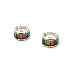 Glass Bead ART 10x5.5 mm, Hole: 5 mm, Rainbow