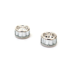 Glass Bead ART 10x5.5 mm, Hole: 5 mm, White