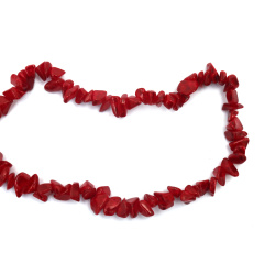 String of Natural Chip Stone Beads AGATE, Colored: Cherry Color,8-12 mm ~ 85 cm