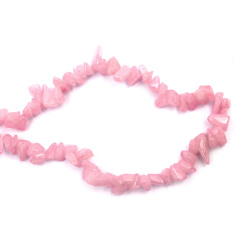 String of Natural Chip Stone Beads AGATE, Colored: Pink, 8-12 mm ~ 85 cm