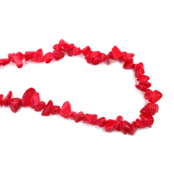 String of Natural Chip Stone Beads AGATE, Colored: Raspberry Red Color, 8-12 mm ~ 85 cm
