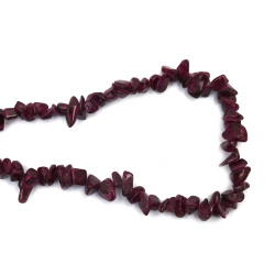 String of Natural Chip Stone Beads AGATE, Colored: Dark Orchid, 8-12 mm ~ 85 cm