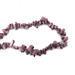 Snur colorat agat pietre naturale chipsuri 8-12 mm culoare violet cu efect ~85 cm