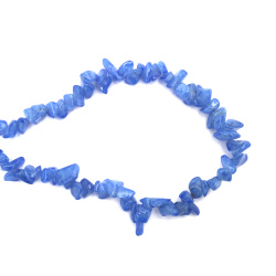 String of Natural Chip Stone Beads AGATE, Colored: Blue, 8-12 mm ~ 85 cm