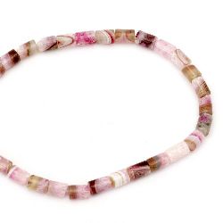 Наниз мъниста полускъпоценен камък АХАТ ивичест лилав цилиндър 8x12 мм ~32 броя