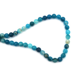 Strand of Agate beads, semi-precious stone, cracked blue, ball 8 mm, ~48 pieces