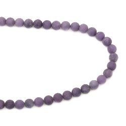Наниз мъниста полускъпоценен камък АХАТ лилав топче матирано 10 мм ~38 броя