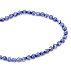 String Colored Shell Beads / MOTHER-OF-PEARL, Blue, Ball: 8 mm ~ 48 pieces