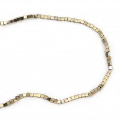 String Natural Stone Cube Beads / Non-magnetic HEMATITE - Class A, Bronze Color, 3x3x3 mm, Hole: 0.5 mm ~ 122 pieces