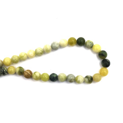 String of Semi-Precious Stone Beads Natural Qinghua JADE, Ball: 8 mm ~ 49 pieces
