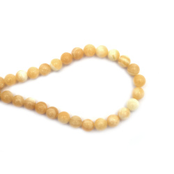 String of Semi-Precious Stone Beads Natural HONEY JADE, Ball: 8 mm ~ 46 pieces