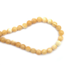 String of Semi-Precious Stone Beads Natural HONEY JADE, Ball: 12 mm ~ 32 pieces