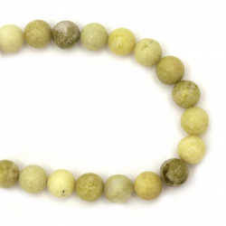 String Semi-precious Stone Beads / PERIDOT, Ball: 10 mm ~ 32 pieces