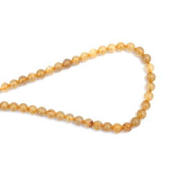 String of Semi-Precious Stone Beads RUTILATED QUARTZ Venus Hair, Ball: 6 mm ~ 58 pieces