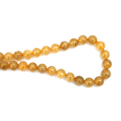 String of Semi-Precious Stone Beads Natural RUTILATED QUARTZ Hair of Venus, Ball: 10~11mm ~ 37 pieces