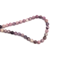 String of Semi-Precious Stone Beads Natural LEPIDOLITE, Ball: 6 mm ~ 59 pieces