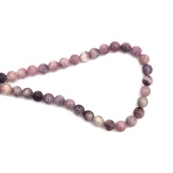 String of Semi-Precious Stone Beads Natural LEPIDOLITE, Ball: 8 mm ~ 45 pieces