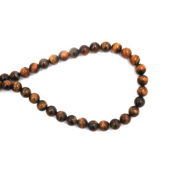 String of Semi-Precious Stone Beads TIGER'S EYE Grade AB+, Ball: 6 mm ~ 65 pieces
