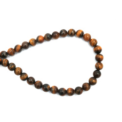 String of Semi-Precious Stone Beads TIGER'S EYE Grade AB+, Ball: 8 mm ~ 47 pieces
