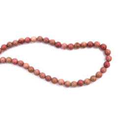 String of Semi-Precious Stone Beads Natural Pink RHODONITE Ball: 6 mm ~ 59 pieces