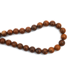 String of Semi-Precious Stone Beads Natural Golden Silk JADE Grade A, Ball: 10 mm ~ 36 pieces