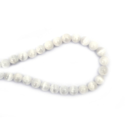 String of Semi-Precious Stone Beads SELENITE, Ball: 10 mm ~ 37 pieces