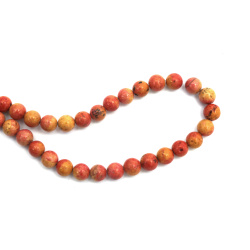 String of Semi-Precious Stone Beads Natural FOSSIL, Colored:  Orange, Ball: 6~6.5 mm ~ 58 pieces