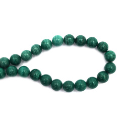 String of Semi-Precious Stone Beads Natural Colored MALACHITE, Ball: 12 mm ~ 33 pieces