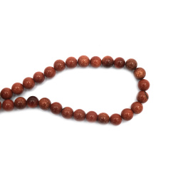 String of Semi-Precious Stone Beads Brown SUNSTONE Extra Quality, Ball: 8 mm ~ 48 pieces